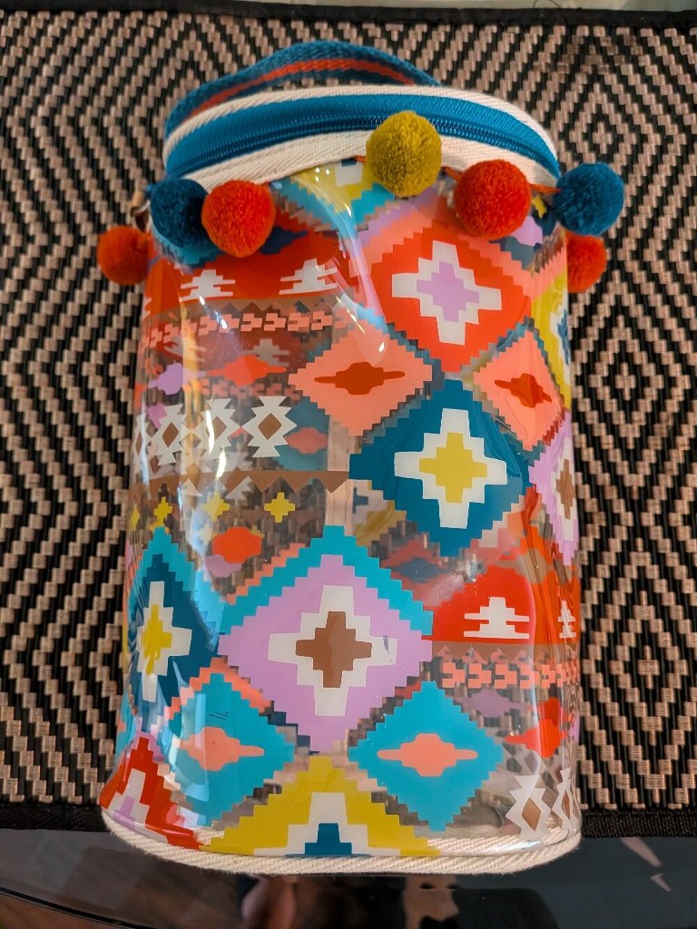 Vera Bradley Transparent Pom Pom Make Up Bag